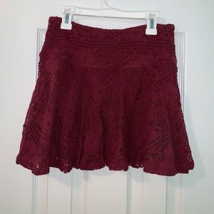 Maroon lace skirt